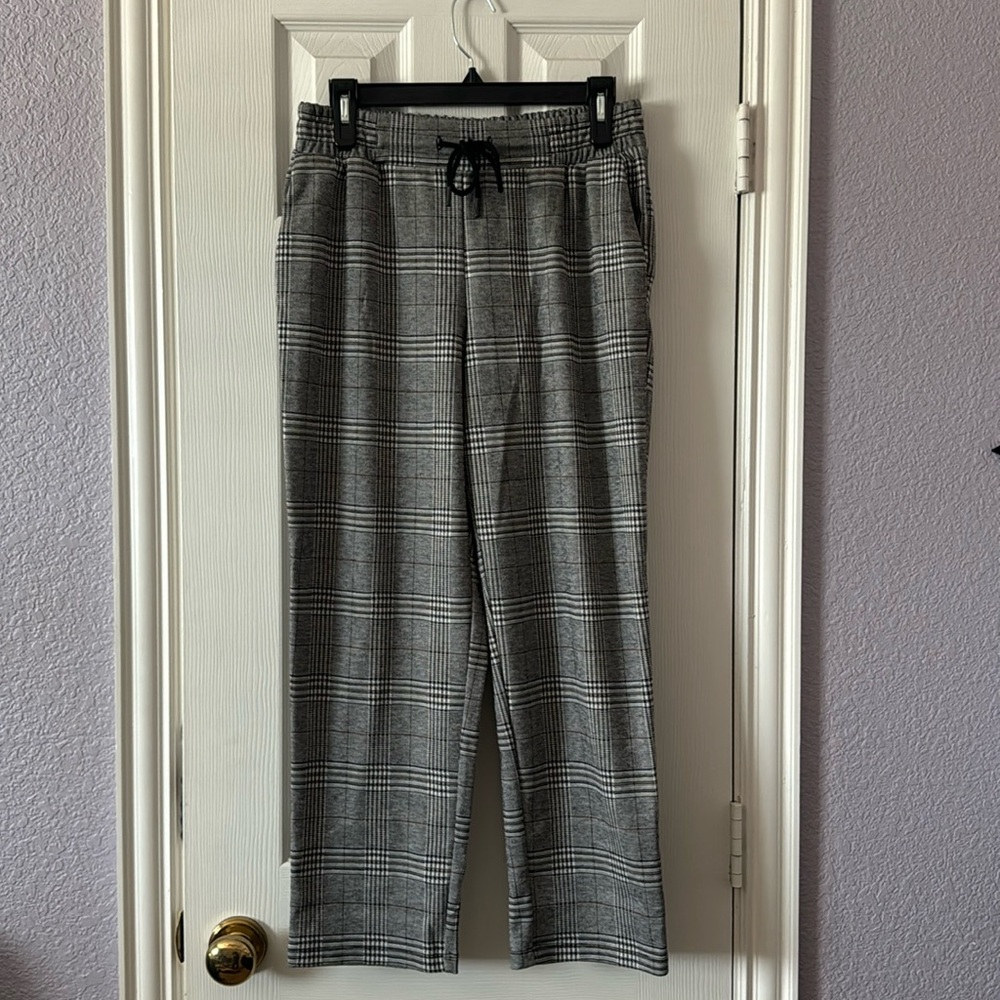 A New Day Gray Plaid Drawstring Pants